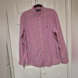 Ralph Lauren Pink and Blue Striped Casual Shirt